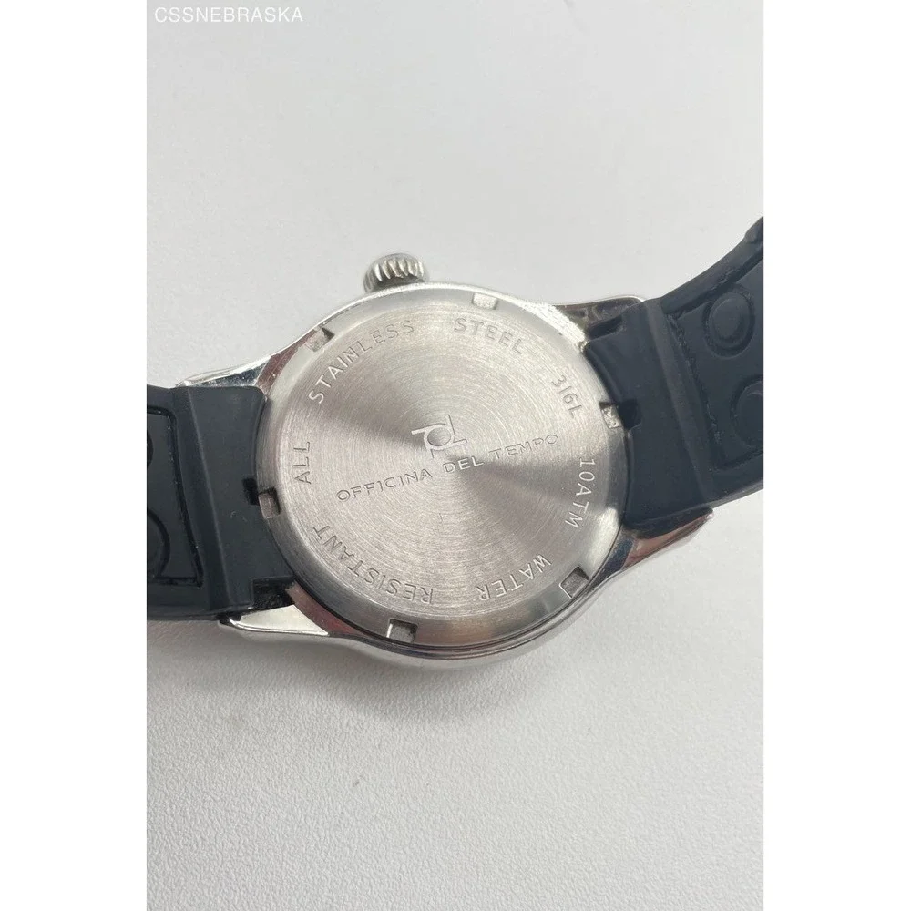 Genuine Officina‎ Del Tempo Pink Women's Watch Leather Black Rubber Band Date